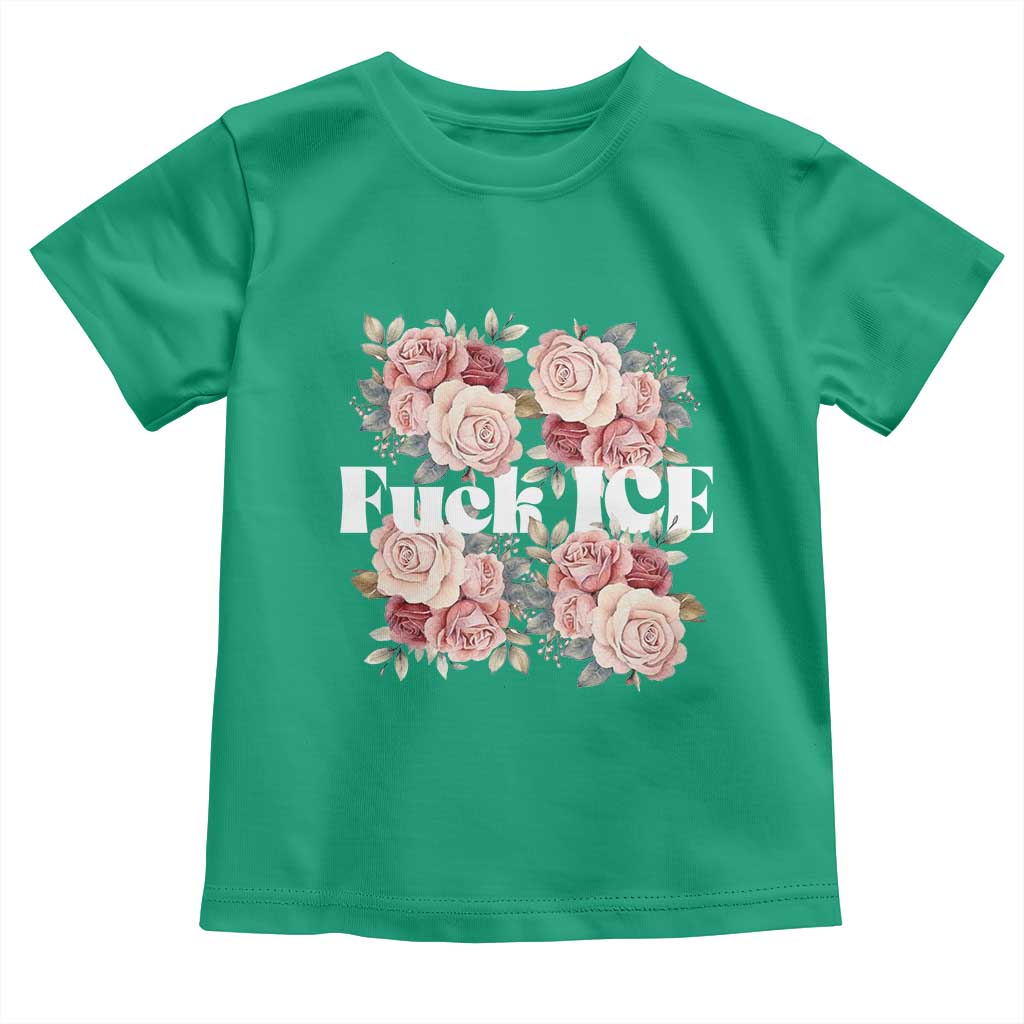 Floral Protest Against Ice Toddler T Shirt Justice and Freedom Political Resistance