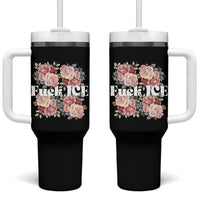 Floral Protest Against Ice Tumbler With Handle Justice and Freedom Political Resistance