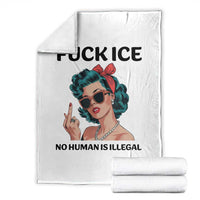 F Ice No Human Is Illegal Throw Blanket Feminist Pop Art Against Ice Protest Resistance