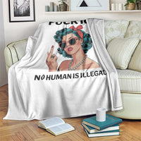 F Ice No Human Is Illegal Throw Blanket Feminist Pop Art Against Ice Protest Resistance