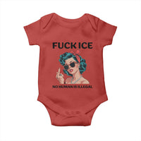 F Ice No Human Is Illegal Baby Onesie Feminist Pop Art Against Ice Protest Resistance