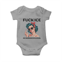 F Ice No Human Is Illegal Baby Onesie Feminist Pop Art Against Ice Protest Resistance