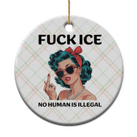 F Ice No Human Is Illegal Ceramic Ornament Feminist Pop Art Against Ice Protest Resistance