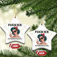 F Ice No Human Is Illegal Ceramic Ornament Feminist Pop Art Against Ice Protest Resistance