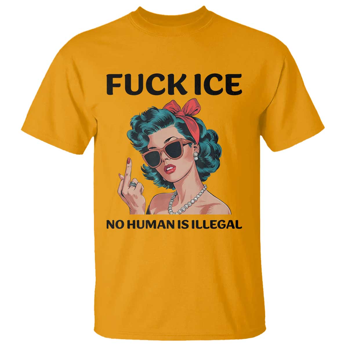 F Ice No Human Is Illegal T Shirt Feminist Pop Art Against Ice Protest Resistance