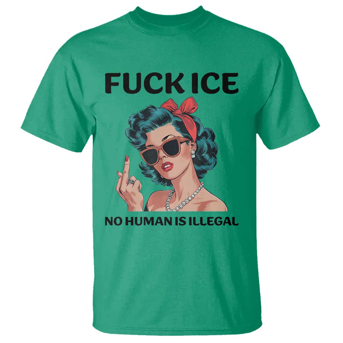 F Ice No Human Is Illegal T Shirt Feminist Pop Art Against Ice Protest Resistance