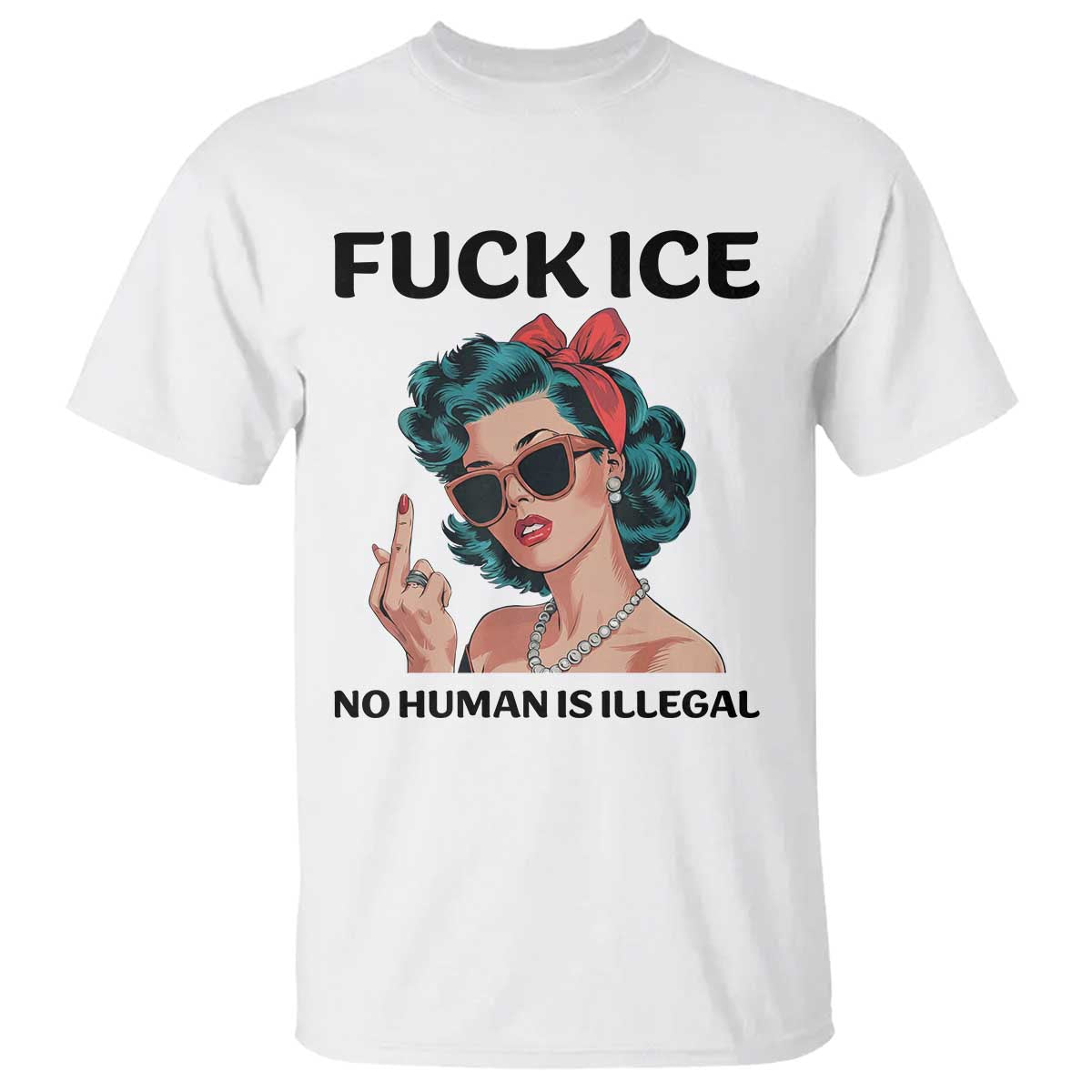 F Ice No Human Is Illegal T Shirt Feminist Pop Art Against Ice Protest Resistance