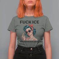 F Ice No Human Is Illegal T Shirt For Women Feminist Pop Art Against Ice Protest Resistance