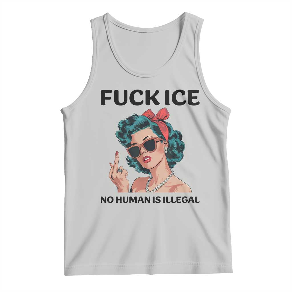 F Ice No Human Is Illegal Tank Top Feminist Pop Art Against Ice Protest Resistance