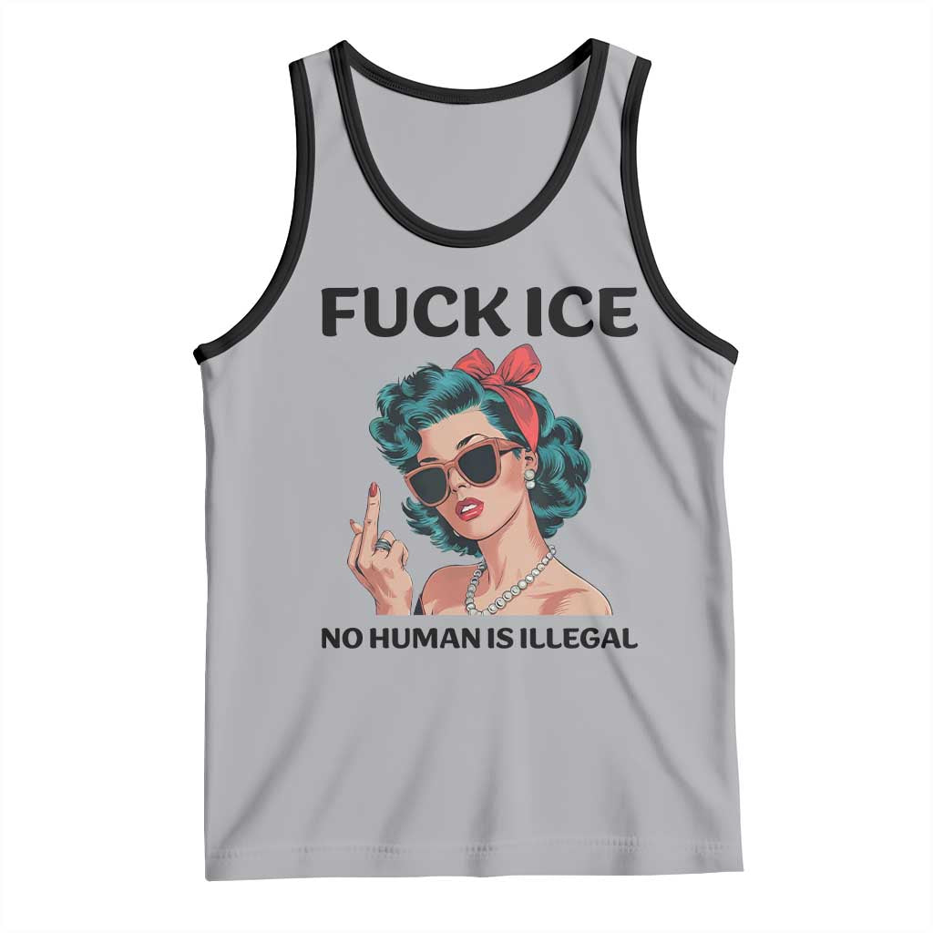 F Ice No Human Is Illegal Tank Top Feminist Pop Art Against Ice Protest Resistance