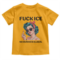 F Ice No Human Is Illegal Toddler T Shirt Feminist Pop Art Against Ice Protest Resistance