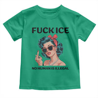 F Ice No Human Is Illegal Toddler T Shirt Feminist Pop Art Against Ice Protest Resistance