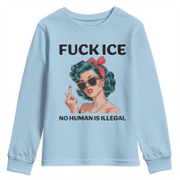 F Ice No Human Is Illegal Youth Sweatshirt Feminist Pop Art Against Ice Protest Resistance