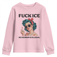 F Ice No Human Is Illegal Youth Sweatshirt Feminist Pop Art Against Ice Protest Resistance