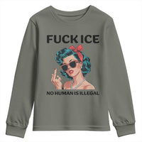 F Ice No Human Is Illegal Youth Sweatshirt Feminist Pop Art Against Ice Protest Resistance