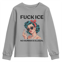 F Ice No Human Is Illegal Youth Sweatshirt Feminist Pop Art Against Ice Protest Resistance