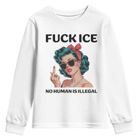 F Ice No Human Is Illegal Youth Sweatshirt Feminist Pop Art Against Ice Protest Resistance