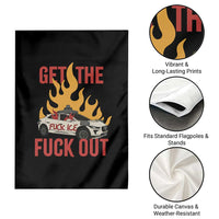 Ice Get the F Out Burning Car Graphic Garden Flag Against Ice Protest Resistance