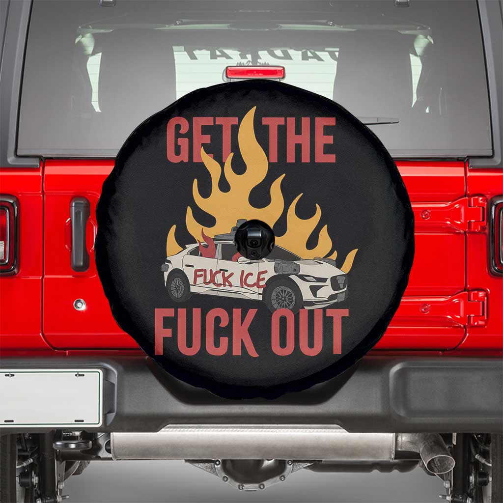 Ice Get the F Out Burning Car Graphic Spare Tire Cover Against Ice Protest Resistance
