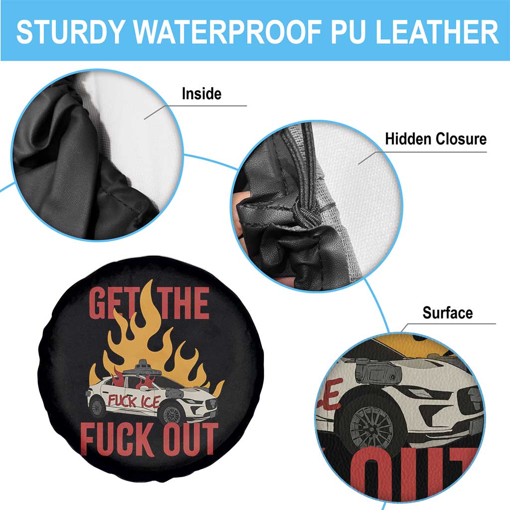 Ice Get the F Out Burning Car Graphic Spare Tire Cover Against Ice Protest Resistance