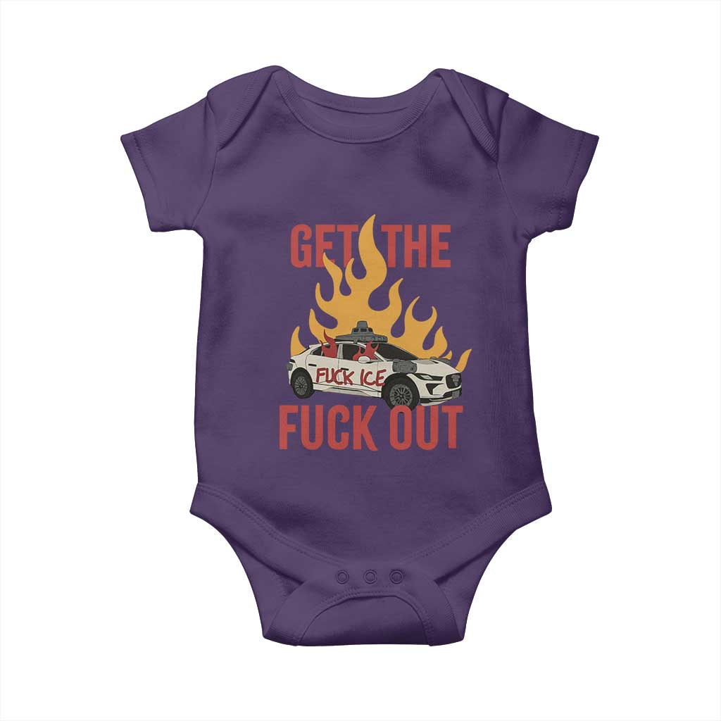 Ice Get the F Out Burning Car Graphic Baby Onesie Against Ice Protest Resistance