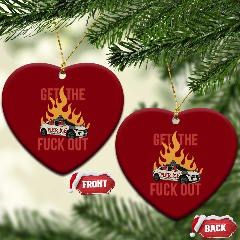 Ice Get the F Out Burning Car Graphic Ceramic Ornament Against Ice Protest Resistance
