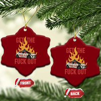 Ice Get the F Out Burning Car Graphic Ceramic Ornament Against Ice Protest Resistance