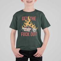Ice Get the F Out Burning Car Graphic T Shirt For Kid Against Ice Protest Resistance