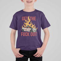 Ice Get the F Out Burning Car Graphic T Shirt For Kid Against Ice Protest Resistance
