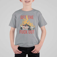 Ice Get the F Out Burning Car Graphic T Shirt For Kid Against Ice Protest Resistance