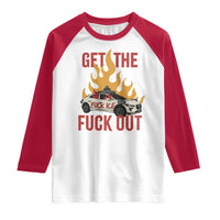 Ice Get the F Out Burning Car Graphic Raglan Shirt Against Ice Protest Resistance