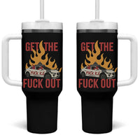 Ice Get the F Out Burning Car Graphic Tumbler With Handle Against Ice Protest Resistance