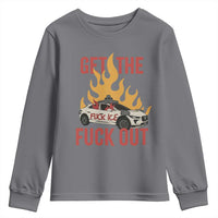 Ice Get the F Out Burning Car Graphic Youth Sweatshirt Against Ice Protest Resistance