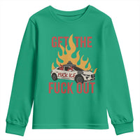 Ice Get the F Out Burning Car Graphic Youth Sweatshirt Against Ice Protest Resistance