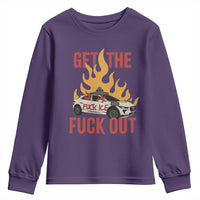 Ice Get the F Out Burning Car Graphic Youth Sweatshirt Against Ice Protest Resistance