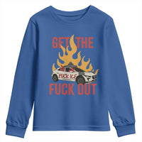 Ice Get the F Out Burning Car Graphic Youth Sweatshirt Against Ice Protest Resistance
