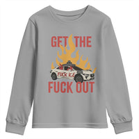 Ice Get the F Out Burning Car Graphic Youth Sweatshirt Against Ice Protest Resistance