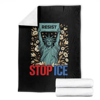 Statue of Liberty Resist Stop Ice Throw Blanket Floral Activist for Justice and Freedom
