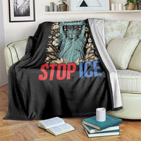 Statue of Liberty Resist Stop Ice Throw Blanket Floral Activist for Justice and Freedom