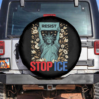 Statue of Liberty Resist Stop Ice Spare Tire Cover Floral Activist for Justice and Freedom