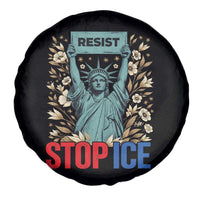 Statue of Liberty Resist Stop Ice Spare Tire Cover Floral Activist for Justice and Freedom