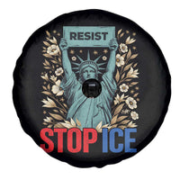 Statue of Liberty Resist Stop Ice Spare Tire Cover Floral Activist for Justice and Freedom