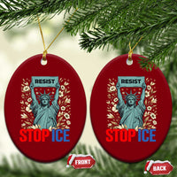 Statue of Liberty Resist Stop Ice Ceramic Ornament Floral Activist for Justice and Freedom