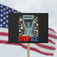 Statue of Liberty Resist Stop Ice Protest Sign Floral Activist for Justice and Freedom