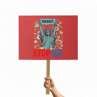 Statue of Liberty Resist Stop Ice Protest Sign Floral Activist for Justice and Freedom
