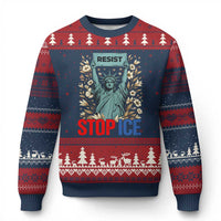 Statue of Liberty Resist Stop Ice Ugly Christmas Sweater Floral Activist for Justice and Freedom