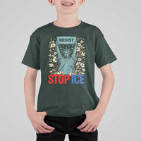 Statue of Liberty Resist Stop Ice T Shirt For Kid Floral Activist for Justice and Freedom