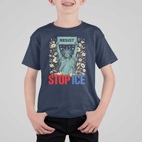 Statue of Liberty Resist Stop Ice T Shirt For Kid Floral Activist for Justice and Freedom
