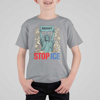 Statue of Liberty Resist Stop Ice T Shirt For Kid Floral Activist for Justice and Freedom