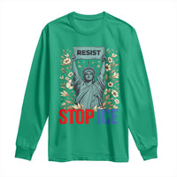 Statue of Liberty Resist Stop Ice Long Sleeve Shirt Floral Activist for Justice and Freedom